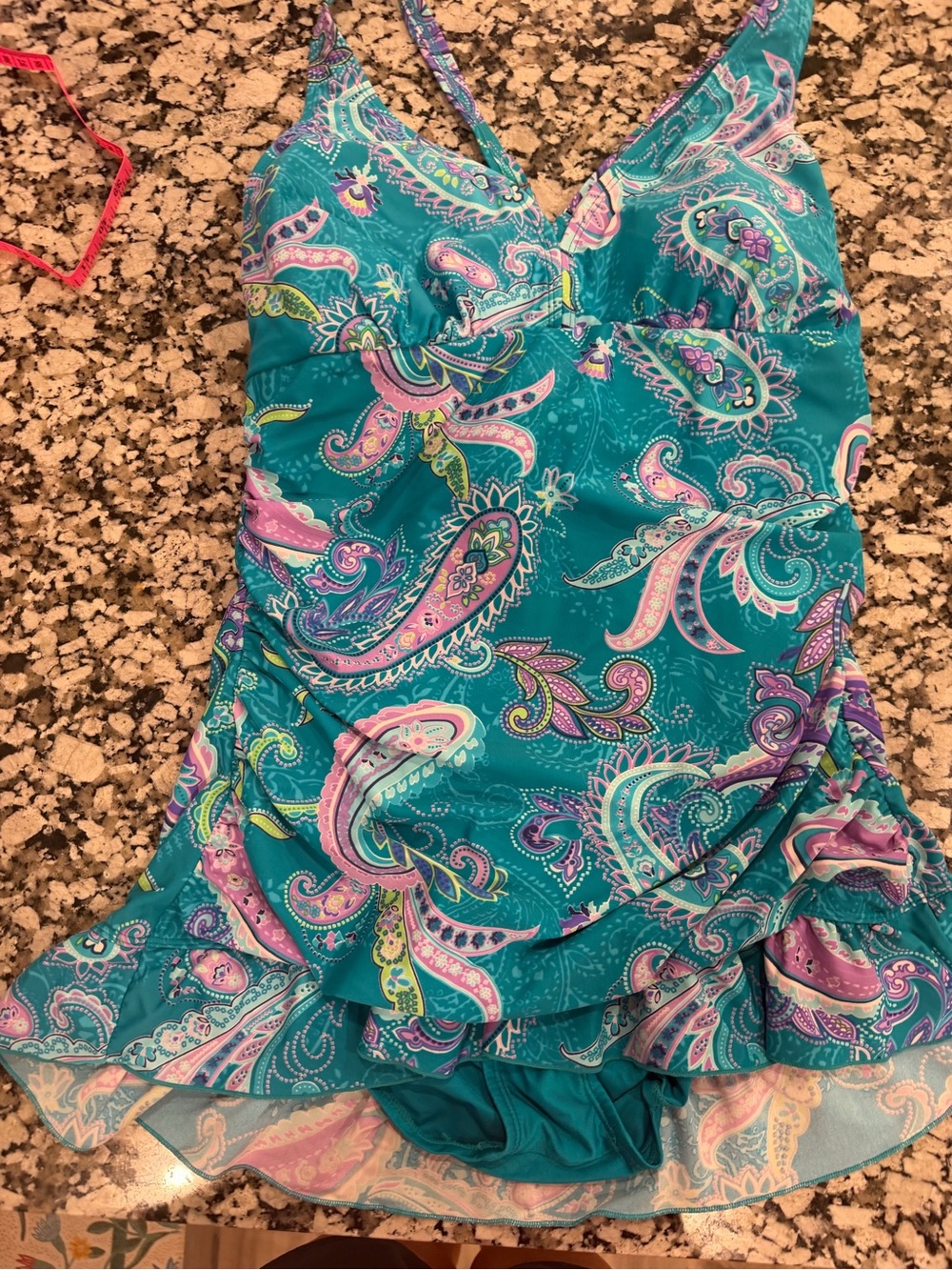 Ocean Dream Signature Paisley Ruffle Swim Dres Women’s Size 12